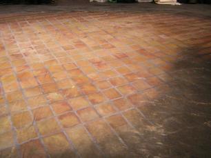Painted Canvas Floor Cloth - Terracotta Tiles