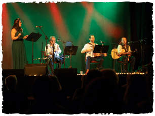 A group playing instruments