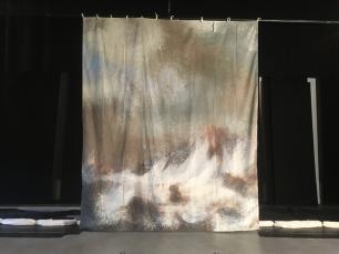 Stormy sea painted cloth