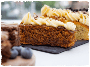 Lemon cakes on a black tray