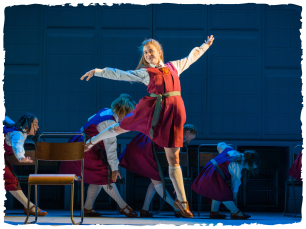 Girl leaping through air