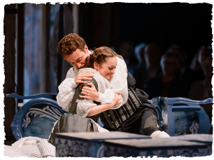 Man and woman embracing