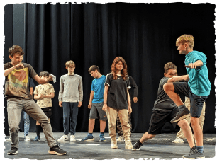 young people performing in space