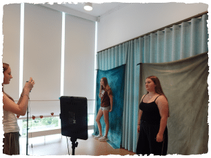 Young people in a self tape set up