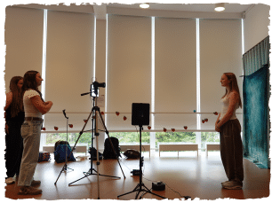 Young people in a self tape set up