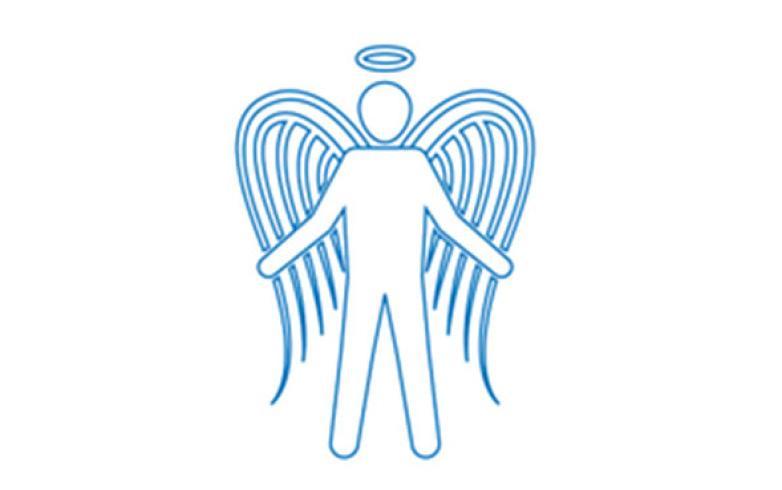 An illustration of a blue angel.