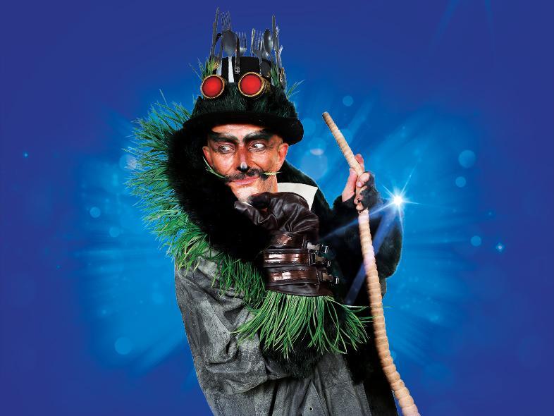 A blue square with Kit Hesketh Harvey dressed in a rat costume.
