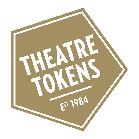 A golden hexagonal logo with the words 'Theatre Tokens'