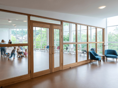 A room through glass doors