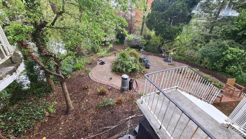 The Yvonne Arnaud Theatre garden.