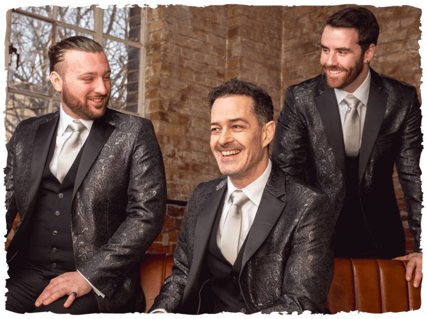 The three phantom men in suits, sat in church, all smiling