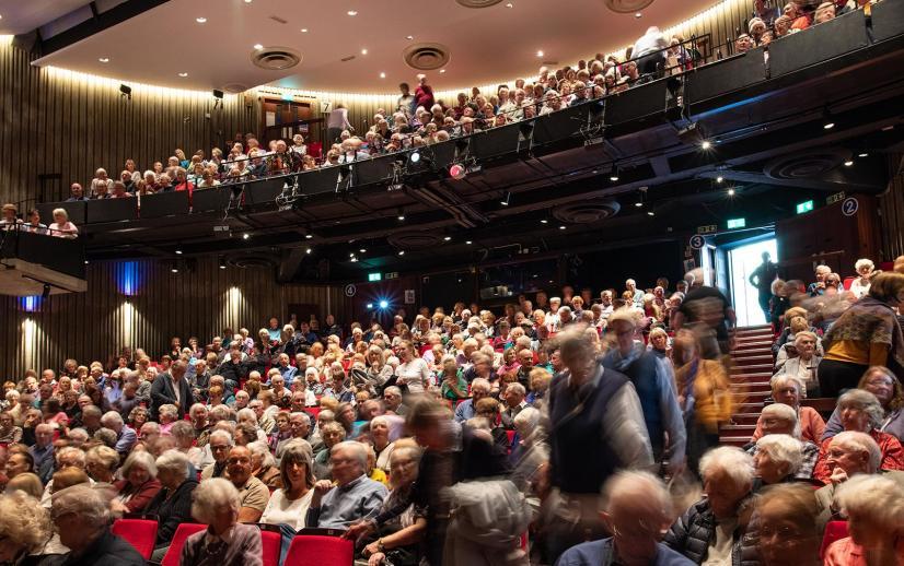 The Yvonne Arnaud Theatre's auditorium full of customers