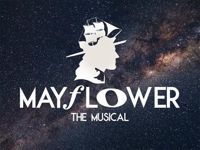 A starry background with the words Mayflower the musical.