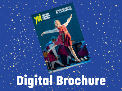 A blue background with the brochure front cover and sparkles