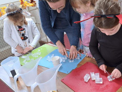 Children making soaps