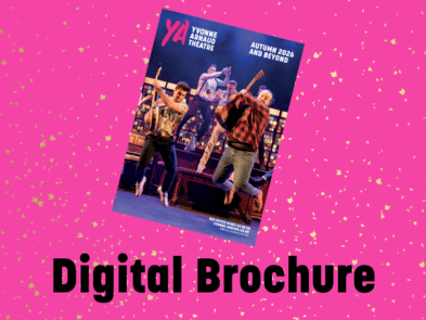 A pink background with the brochure front cover and sparkles