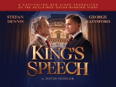 The King's Speech written in gold against a blue background