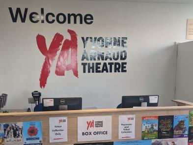 Welcome desk at the Yvonne Arnaud Theatre 